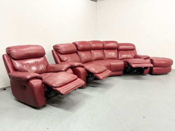 Lazyboy Red Leather Electric Recliner Corner Sofa and Chair with Ottoman - Image 7