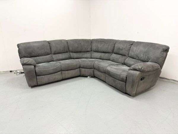 Dfs Grey Suede Manual Recliner Corner Sofa - Image 4
