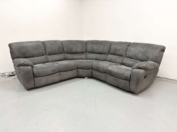 Dfs Grey Suede Manual Recliner Corner Sofa - Image 2