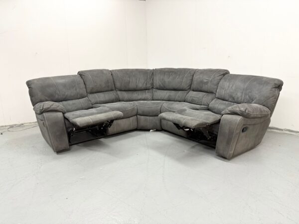 Dfs Grey Suede Manual Recliner Corner Sofa - Image 8