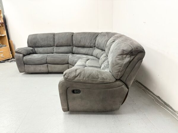 Dfs Grey Suede Manual Recliner Corner Sofa - Image 5