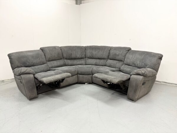 Dfs Grey Suede Manual Recliner Corner Sofa - Image 7