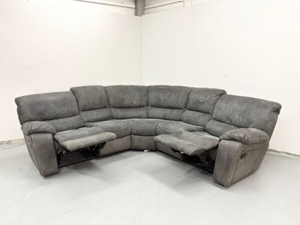 Dfs Grey Suede Manual Recliner Corner Sofa - Image 6