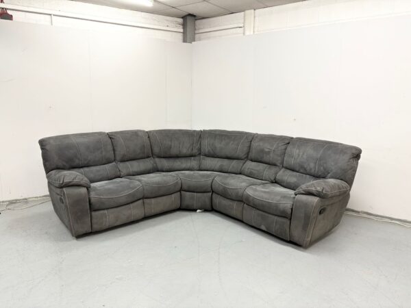 Dfs Grey Suede Manual Recliner Corner Sofa