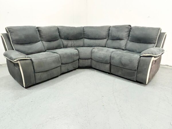 Dfs Grey Suede Manual Recliner Corner Sofa