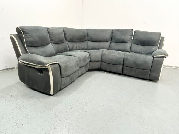 Dfs Grey Suede Manual Recliner Corner Sofa - Image 2