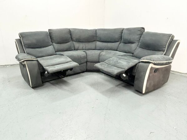 Dfs Grey Suede Manual Recliner Corner Sofa - Image 5