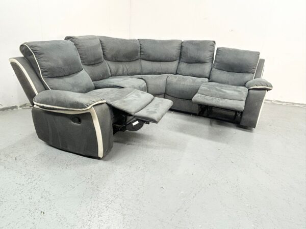 Dfs Grey Suede Manual Recliner Corner Sofa - Image 4