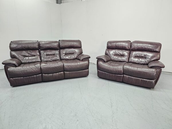 Full Leather 3 Electric Recliner and 2 Seater Manual Recliner Sofas