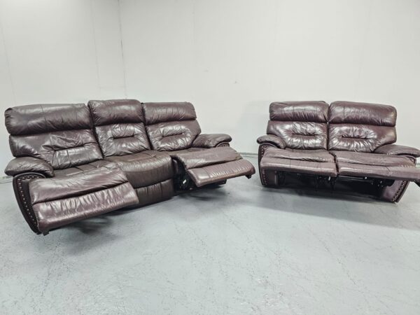 Full Leather 3 Electric Recliner and 2 Seater Manual Recliner Sofas - Image 6