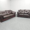 Italian Full Leather Brown 3 and 2 Seater Sofas - Image 2