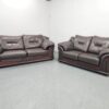 Italian Full Leather Brown 3 and 2 Seater Sofas