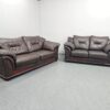Italian Full Leather Brown 3 and 2 Seater Sofas - Image 4