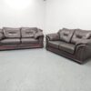 Italian Full Leather Brown 3 and 2 Seater Sofas - Image 5