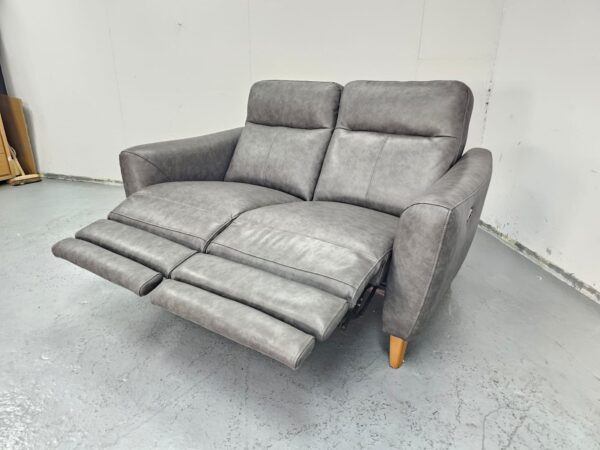 Ex Display Grey 2 Seater Electric Recliner Sofa - Image 5