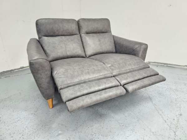 Ex Display Grey 2 Seater Electric Recliner Sofa - Image 4