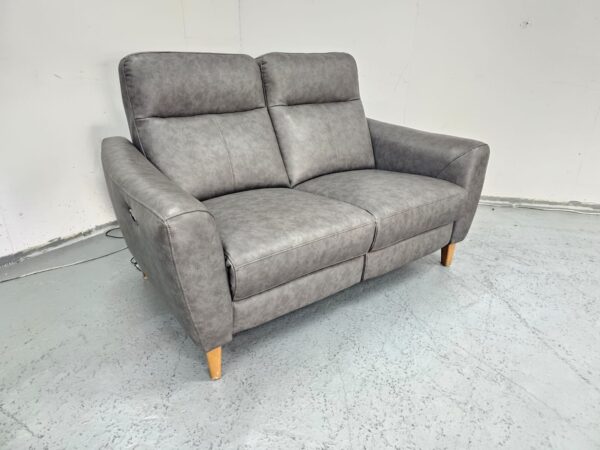 Ex Display Grey 2 Seater Electric Recliner Sofa - Image 3