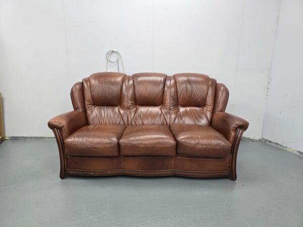 Italian Leather 3 Seater Static Sofa