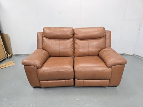 Tan Leather 2 Seater Electric Recliner Sofa with USB - Image 2