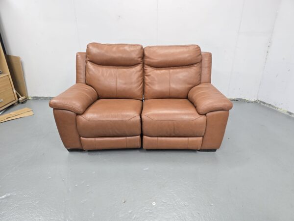 Tan Leather 2 Seater Electric Recliner Sofa with USB