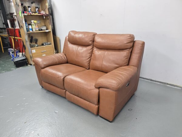 Tan Leather 2 Seater Electric Recliner Sofa with USB - Image 3