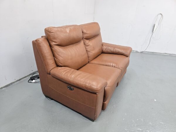 Tan Leather 2 Seater Electric Recliner Sofa with USB - Image 4