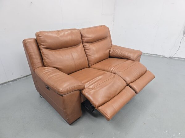 Tan Leather 2 Seater Electric Recliner Sofa with USB - Image 5
