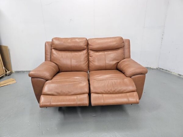 Tan Leather 2 Seater Electric Recliner Sofa with USB - Image 6