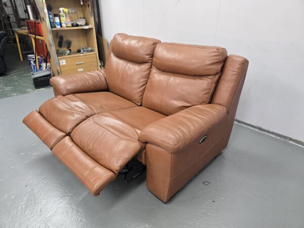 Tan Leather 2 Seater Electric Recliner Sofa with USB - Image 7