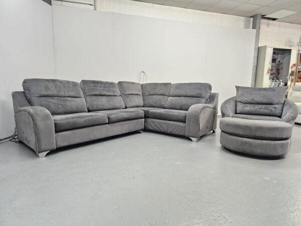 Dfs Grey Corner Sofa and Swivel Chair - Image 3