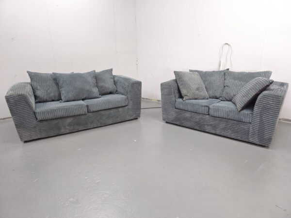 Grey Corded 3 and 2 Seater Sofas
