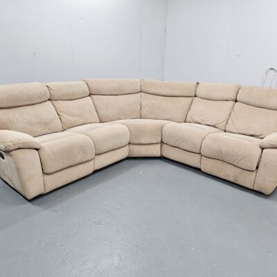 Dfs Beige Fabric Manual Recliner Corner Sofa